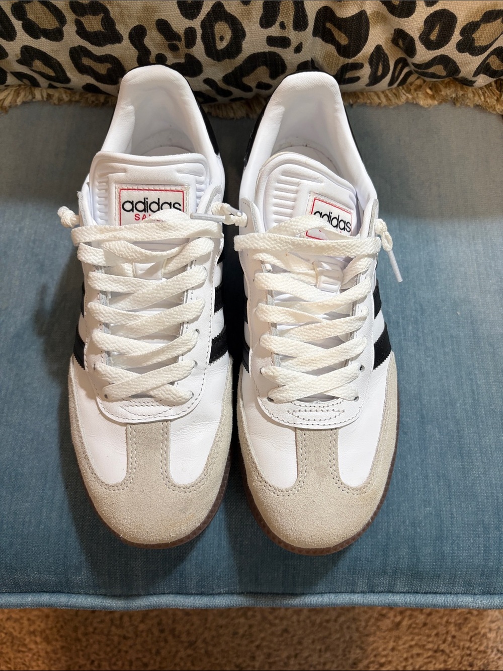 Adidas Samba Sneakers in White, Black & Tan - Picture 3 of 8